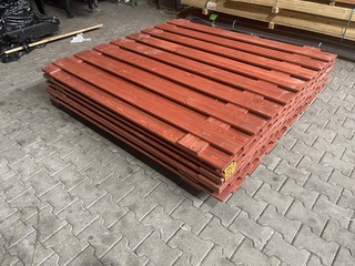 7x Schuttingpanelen rood geïmpregneerd en gecoat, 1800x1800mm
